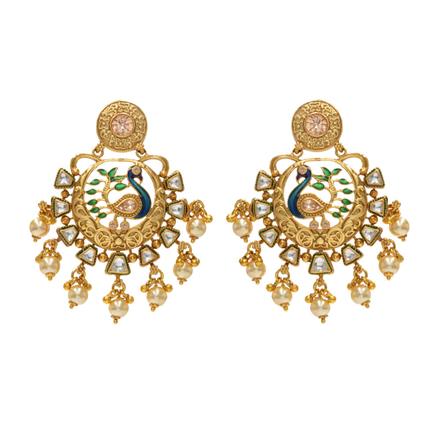 Antique Peacock Earring with gold plating
