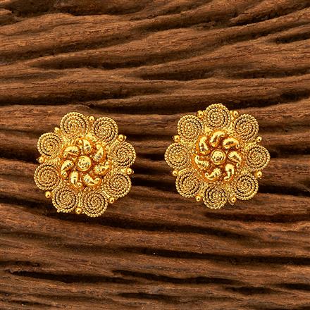 Plain Gold Plated Designer Earring - Round