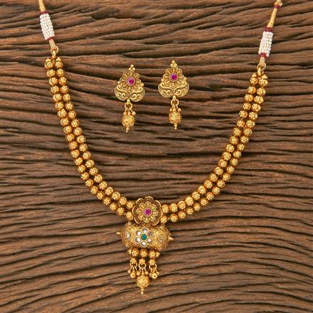 Antique South Indian Necklace With matte gold Plating