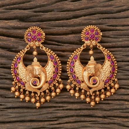 Buy Antique South Indian Earring With Matte Gold Plating 201521