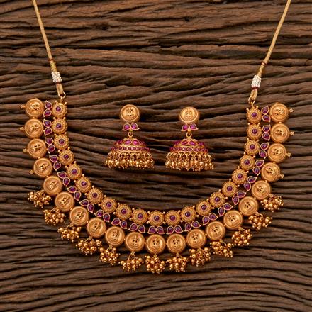 Antique South Indian Necklace With Matte Gold Plating