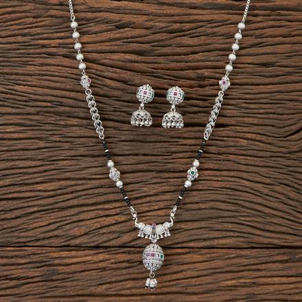 Antique Temple Mangalsutra With Matte Rhodium Plating