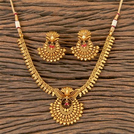 Antique South Indian Necklace With Matte Gold Plating