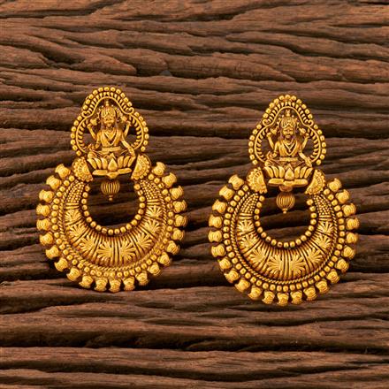 Antique Temple Earring With Matte Gold Plating