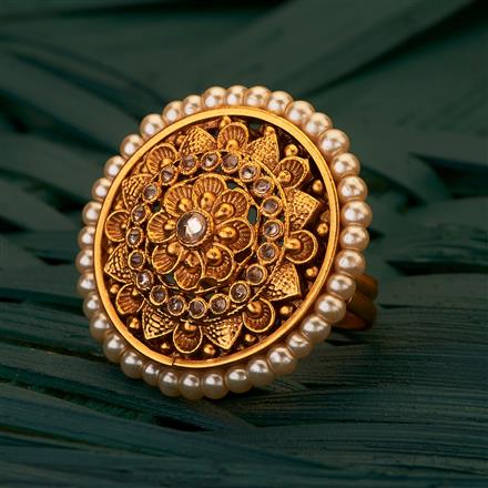 Antique South Indian Ring with matte gold plating
