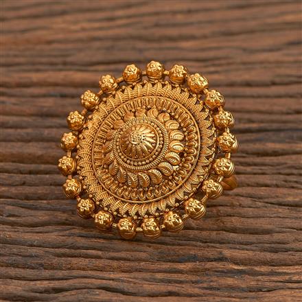 Buy Antique South Indian Ring With Matte Gold Plating 205721 | Kanhai ...