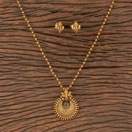 Antique South Indian Pendant Set With Matte Gold Plating