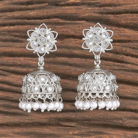 Antique Jhumkis With Rhodium Plating