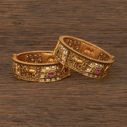 Antique Openable Bangles With Matte Gold Plating