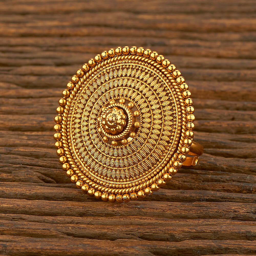 Vintage Ring 18金13.5～14号 Buy Antique Plain Ring With Gold Plating 207811 | Kanhai Jewels