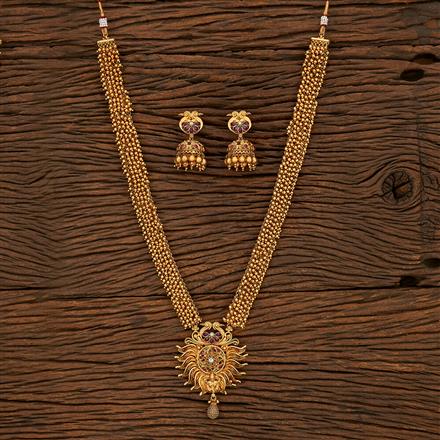 Antique Temple Necklace With Matte Gold Plating