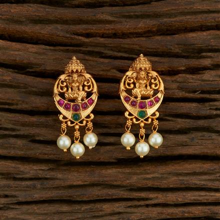 Antique South Indian Earring With Matte Gold Plating