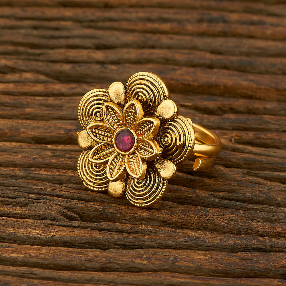 Buy Antique Classic Ring With Matte Gold Plating 208126 Kanhai