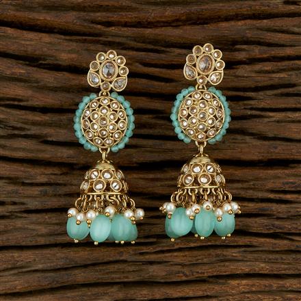 Antique Jhumkis With Mehndi Plating