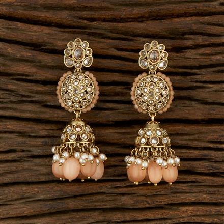 Antique Jhumkis With Mehndi Plating