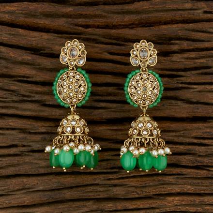 Antique Jhumkis With Mehndi Plating