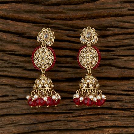 Antique Jhumkis With Mehndi Plating