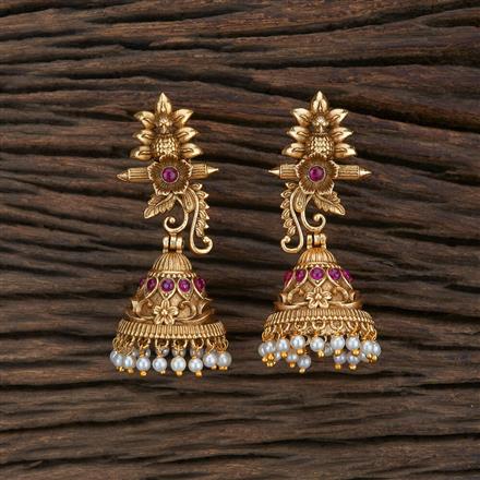 Antique Peacock Earring With Matte Gold Plating