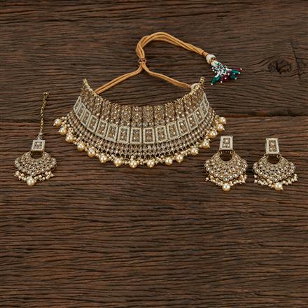 Antique Choker Necklace With Mehndi Plating