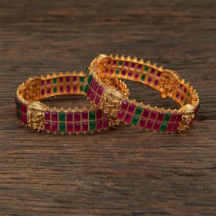 Antique Temple Bangles With Matte Gold Plating