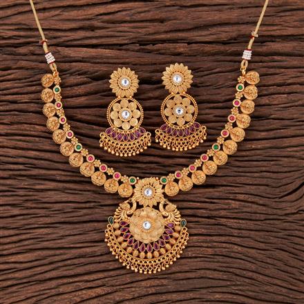 Antique Temple Necklace With Matte Gold Plating