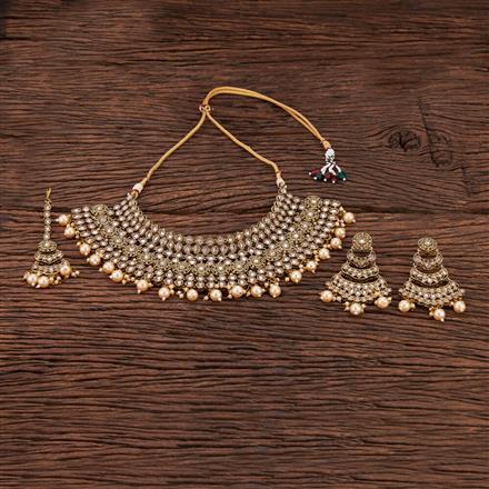Antique Mukut Necklace With Mehndi Plating