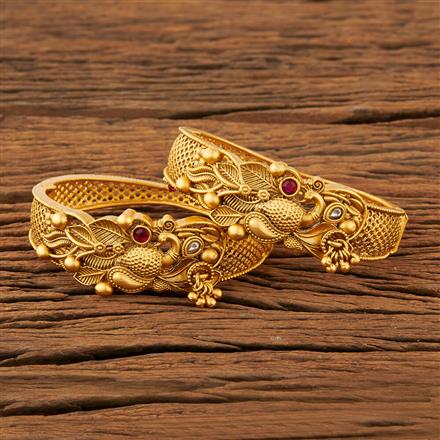 Antique Openable Bangles With Matte Gold Plating