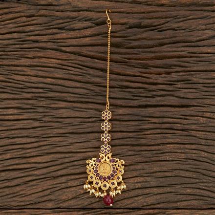 Antique South Indian Tikka With Matte Gold Plating