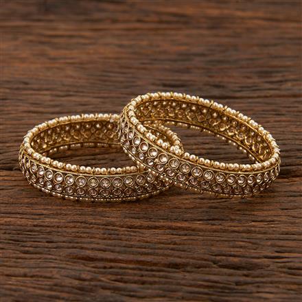 210787 Antique Pearl Bangles With Mehndi Plating