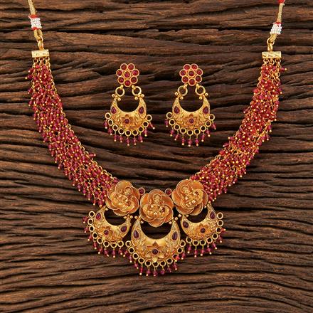 Antique Temple Necklace With Matte Gold Plating