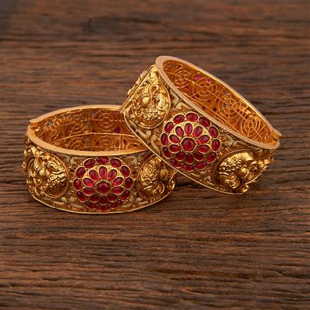 Antique Peacock Bangles With Matte Gold Plating