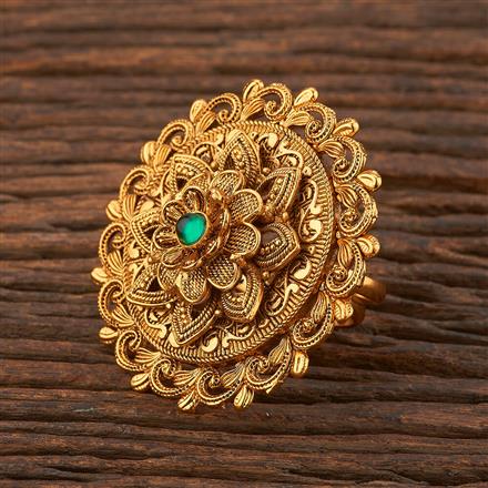 Antique Adjustable Ring With Matte Gold Plating