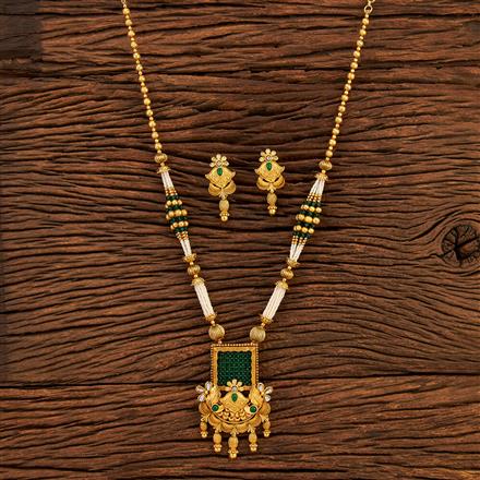 Antique Delicate Pendant Set With Matte Gold Plating