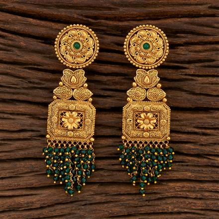 Antique Long Earring With Matte Gold Plating