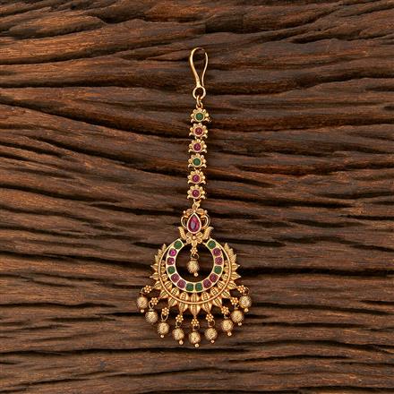 Antique South Indian Tikka With Matte Gold Plating