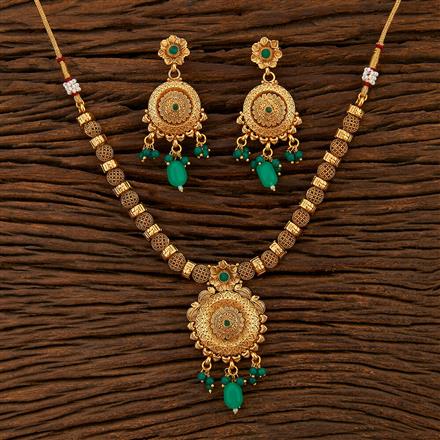 Antique Delicate Necklace With Matte Gold Plating