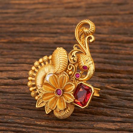 Antique Designer Ring With Matte Gold Plating