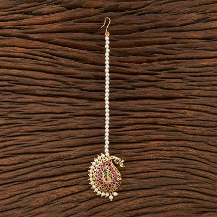 Antique Peacock Tikka With Gold Plating