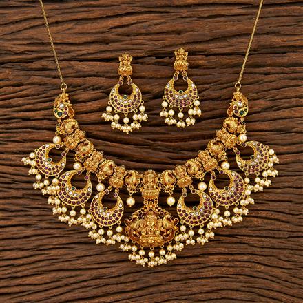 Antique Temple Necklace With Matte Gold Plating