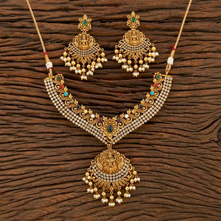 Antique Temple Necklace With Matte Gold Plating