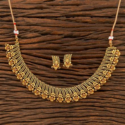 Antique South Indian Necklace With Matte Gold Plating