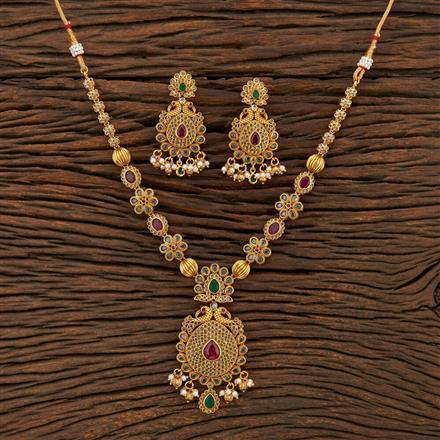 Antique South Indian Necklace With Matte Gold Plating