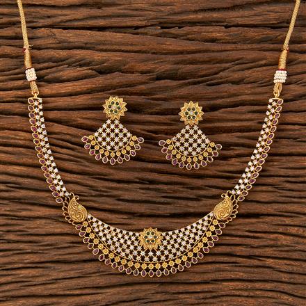 Antique South Indian Necklace With Matte Gold Plating