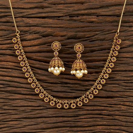 Antique Delicate Necklace With Matte Gold Plating