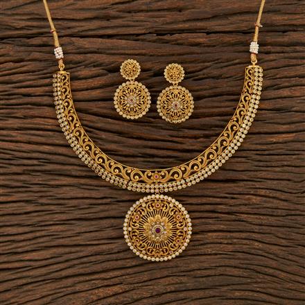 Antique South Indian Necklace With Matte Gold Plating