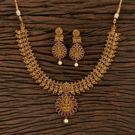 Antique Temple Necklace With Matte Gold Plating
