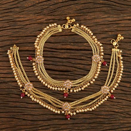 Antique Moti Payal With Gold Plating
