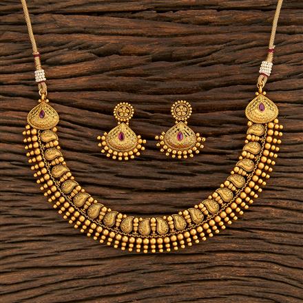 Antique Classic Necklace With Matte Gold Plating