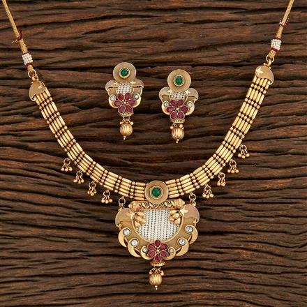 Antique Classic Necklace With Matte Gold Plating