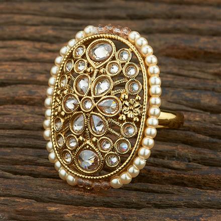 Antique Adjustable Ring With Mehndi Plating